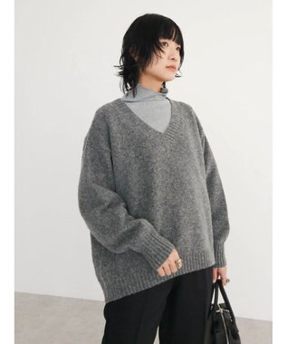 Green Parks ＭｉｘカラーＶネックニットプルオーバー Charcoal Gray
