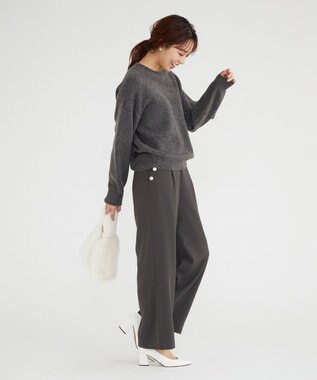 Feroux 【洗える】クルーネックニット プルオーバー グレー系