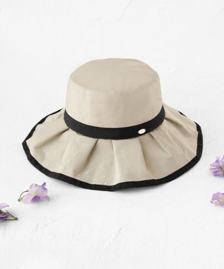 TOCCA 【UV99%以上カット・吸水速乾・抗菌防臭・洗える・サイズ調整可・強撥水】FRILL RAIN HAT レインハット ベージュ系