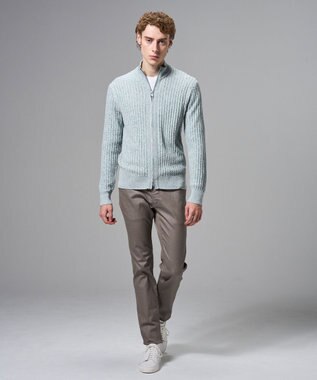 JOSEPH HOMME 【新柄】シルクバルキー　ハイネックジップアップニット スモーキーグリーン系