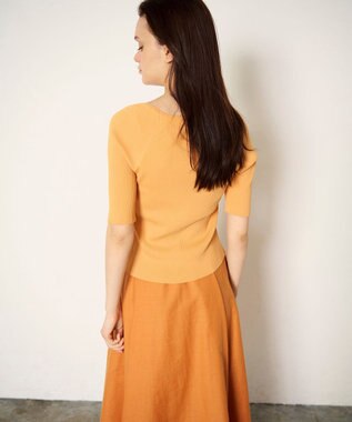 GRACE CONTINENTAL ハーフスリーブニットトップ オレンジ