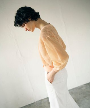 GRACE CONTINENTAL シアードルマンニットカーディガン オレンジ