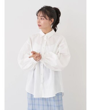 earth music&ecology 袖タックブラウス Off White