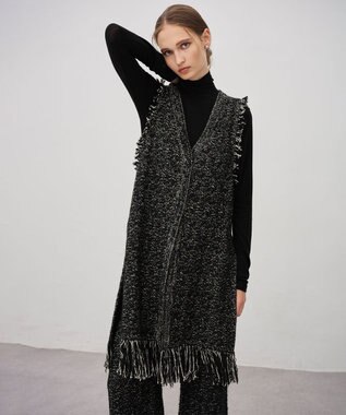 uncrave ツイードニット ジレ ブラック×オフ