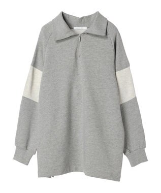 AMERICAN HOLIC ハーフＺＩＰ配色切り替え裏毛チュニック Light Gray Mixture