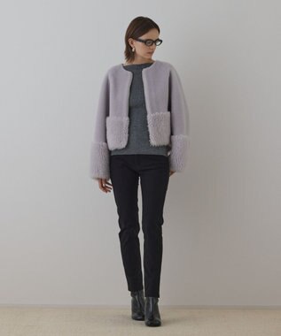 GRACE CONTINENTAL ウールボアジャケット サックス