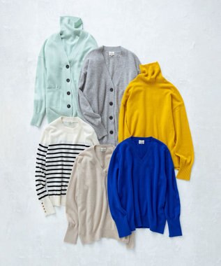 23区 【洗える】ピュアカシミヤ Vネック ニット ブルー系