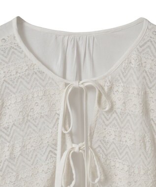 earth music&ecology レーヨンレースデザインシャツ Off White