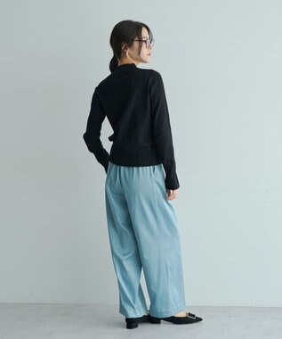 YECCA VECCA 袖口釦リブMIXニット Black