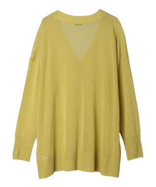 earth music&ecology シアーＢＩＧカーディガン Yellow
