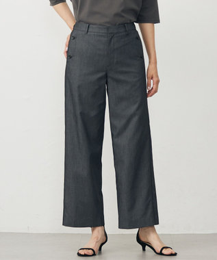 【洗える・防シワ・速乾】ツイルシャンブレー ワイド パンツ