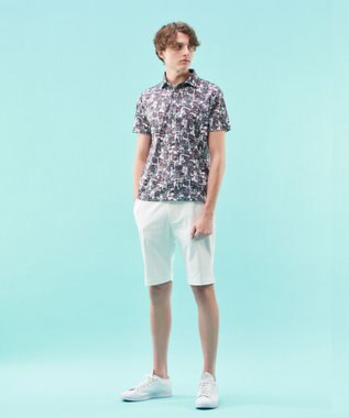 23区GOLF 【MEN】【吸水速乾/UVカット】パリマップ総柄ポロシャツ ホワイト系5