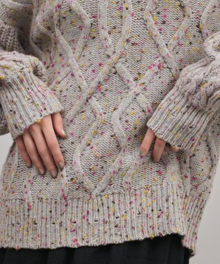 GRACE CONTINENTAL ケーブルニットトップ グレー