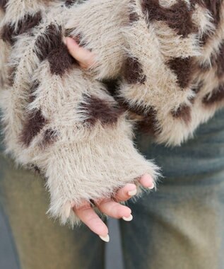 WEGO レオパードシャギーショートニット ベージュ