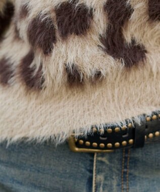 WEGO レオパードシャギーショートニット ベージュ