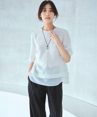 23区 S 【洗える】リネンレーヨンストレッチ ドロスト ワイド パンツ ブラック系