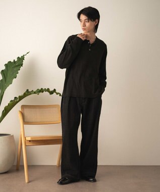 WEGO リングドットヘンリーネックプルオーバー ブラック