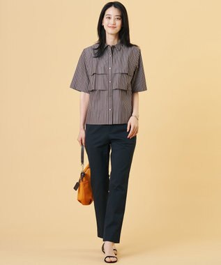 J.PRESS LADIES 20チノストレッチ テーパード パンツ ネイビー系