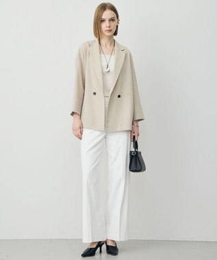 ICB L ドライアセテートスラブ 8分袖ジャケット サンドベージュ