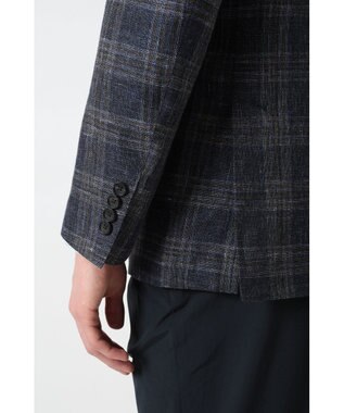 DAKS リネンコットンチェックジャケット ダークグレー