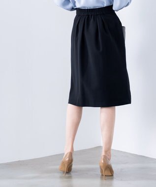 Tiaclasse L 【ダブルクロス】【洗える】アシンメトリープリーツスカート ブラック