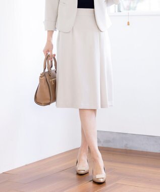 Tiaclasse 【ダブルクロス・洗える】アシンメトリープリーツスカート グレージュ