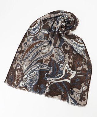 JOSEPH ABBOUD 【CAMERUCCI ARCHIVIO】ボタニカルプリント ストール ダークブラウン系6