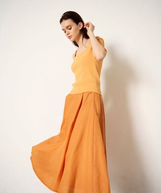 GRACE CONTINENTAL ハーフスリーブニットトップ オレンジ