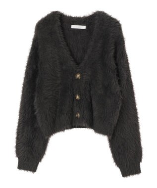 Green Parks ・Ｐｅｔｉｔ　Ｆｌｅｕｒ　シャギーニットカーディガン Charcoal Gray