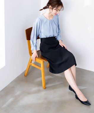 Tiaclasse 【ダブルクロス・洗える】アシンメトリープリーツスカート ブラック