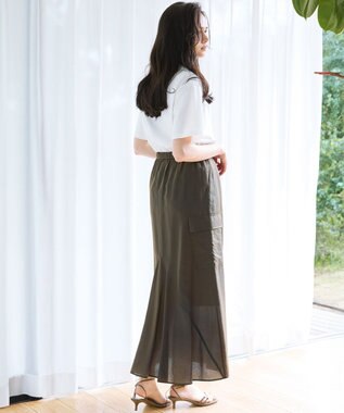 23区 L 【SLOW/一部店舗限定】ブライトヴィンテージクロス Iライン スカート カーキ系