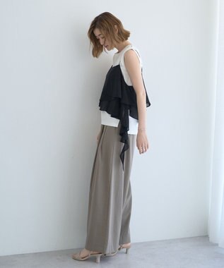 YECCA VECCA アシメラッフルオーバーキャミ Black