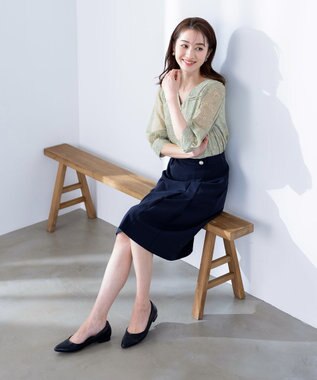 Tiaclasse 【ダブルクロス・洗える】アシンメトリープリーツスカート ネイビー