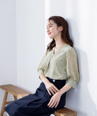 Tiaclasse 【ダブルクロス・洗える】アシンメトリープリーツスカート ネイビー