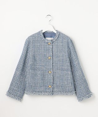 ファンシーノットツイードノーカラー ジャケット / 自由区 S