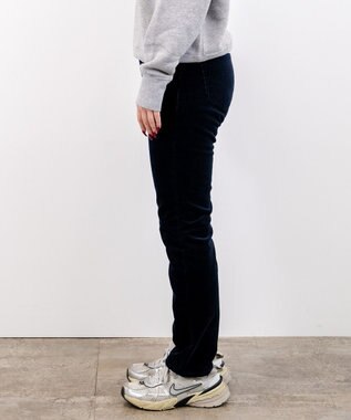 caqu スリムストレート 裏起毛コーデュロイパンツ navy