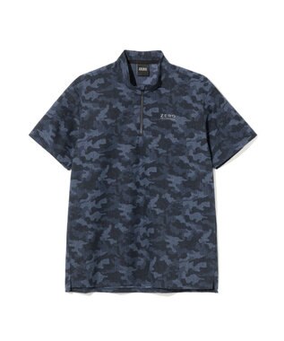 ZERO HALLIBURTON クールドッツ カモ柄モックネックTシャツ ZHG-M6S6b 85192 ネイビー