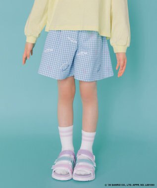  【シナモロール×ANY KIDS】刺繍 ギンガムキュロット