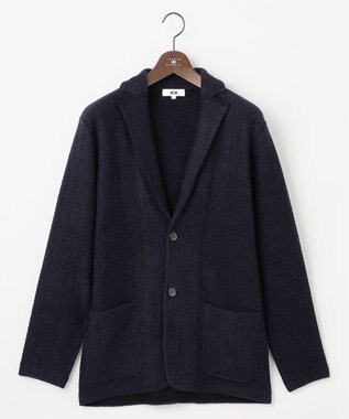 JOSEPH ABBOUD 【軽量/イージーケア】 KARL KARL×モール使用　軽量ニットジャケット ネイビー系