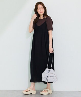 Green Parks レーヨンクレープキャミワンピース Black