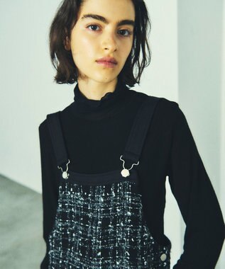 GRACE CONTINENTAL ミディツイードジャンパースカート ブラック