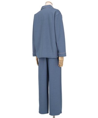 une nana cool 【綿混】ハイゲージダブルエアー メンズ長袖開襟 MADE WITH LIBERTY FABRIC ブルー