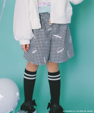 ANY KIDS 【シナモロール×ANY KIDS】刺繍 ギンガムキュロット ブラック×ギンガム