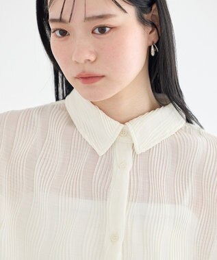 earth music&ecology ランダムプリーツシャツ Off White