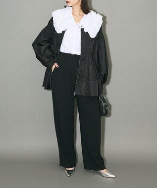 Green Parks フリルビッグカラーブラウス Off White