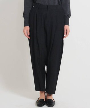 muuc 〈軽やかな尾州産リネンウール〉スラックスパンツ  　ロングシーズン 秋冬春 後ろウエストゴム有り ゆったりシルエット セットアップ可能  裏地有り