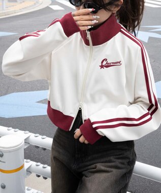 WEGO ロゴプリントトラックジャケット ワイン