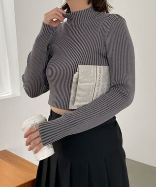 WEGO リブハイネックショートニット スミクロ