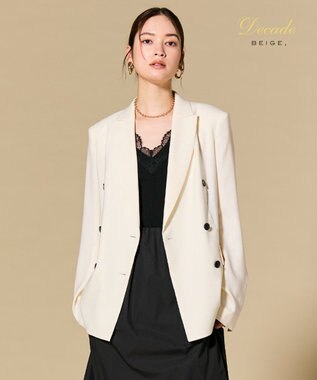 BEIGE， CAROLE / リネンライク ダブルジャケット Ecru
