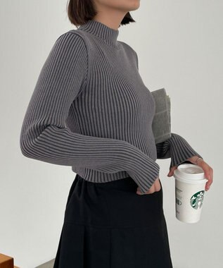 WEGO リブハイネックショートニット スミクロ